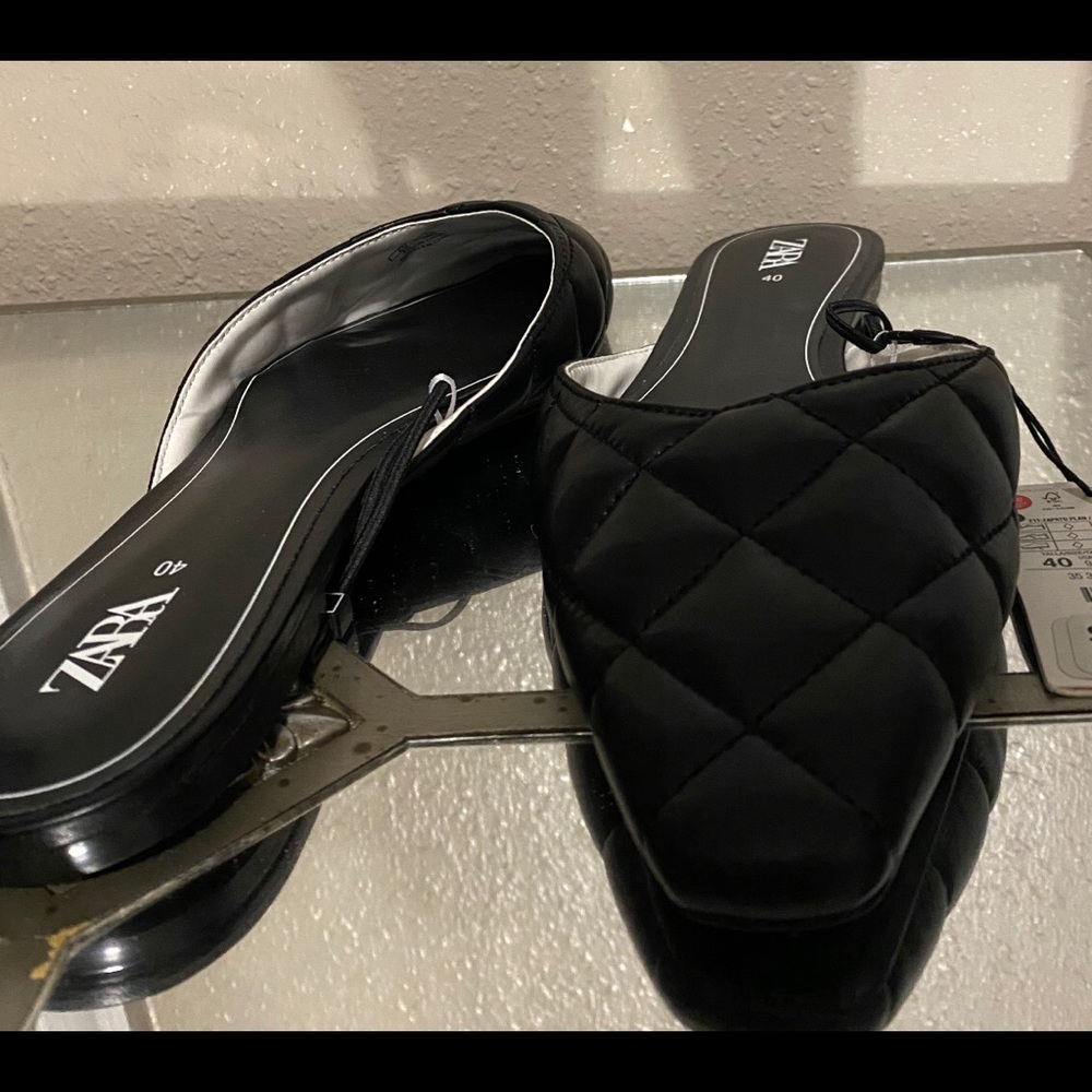 Zara faux leather quilted slide
